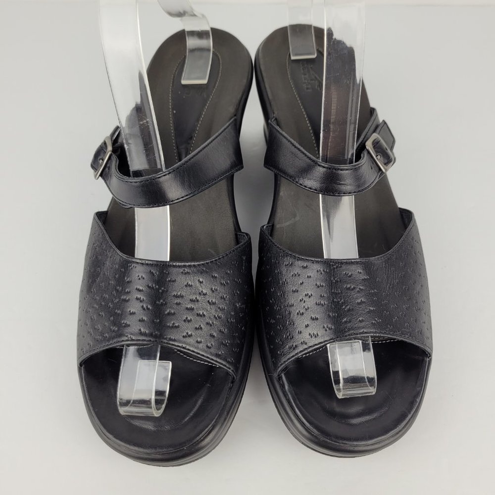Dansko Annabel Black Textured Leather Double Strap Slide Sandal EU 41/US 10.5-11 - Picture 2 of 12